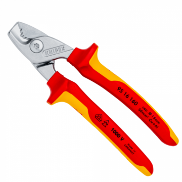 Cleste foarfeca VDE pentru taiat cabluri, Knipex StepCut 95 16 160