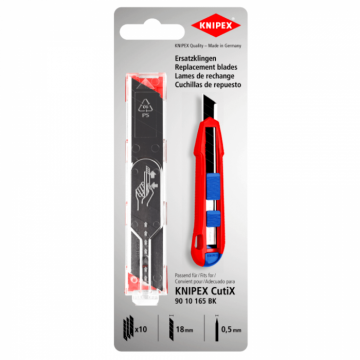 Set 10 lame de rezerva pentru cutter 90 10 165 BK, 18mm, Knipex 90 10 165 E02