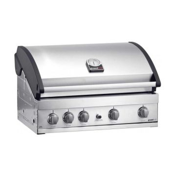 Gratar pe gaz cu 5 arzatoare (4 inox + 1 infrarosu), incastrabil, grile inox, plita fonta, Grand Hall Elite GT4S-S K04000202A