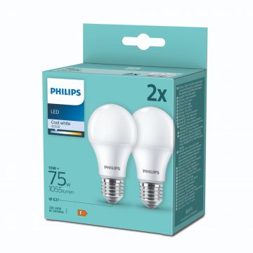 Bec LED Philips, standard, E27, 1055 lm, lumina rece 5000 K