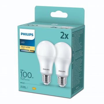 Bec LED Philips, standard, E27, 1521 lm, lumina calda 3000 K