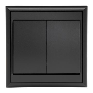 Comutator iluminat dublu Luna, plastic, negru mat