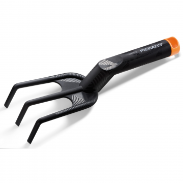 Cultivator solid Fiskars, poliamida & fibra de sticla, negru & galben, 3 dinti