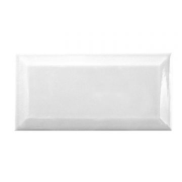 Faianta bucatarie Metro White Bevelled Glossy, alb, lucios, aspect de caramida, 20 x 10 cm