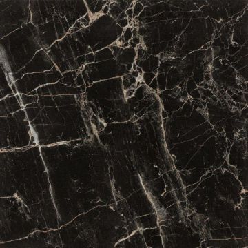 Gresie interior portelanata Black Oud, glazura lucioasa, aspect marmura, negru, patrata, 60 x 60 cm