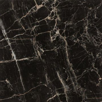 Gresie interior portelanata Black Oud, glazura lucioasa, aspect marmura, negru, patrata, 60 x 60 cm