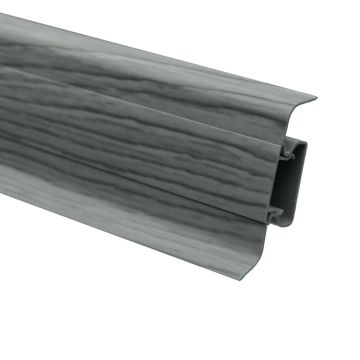 Plinta parchet cu canal dublu si margini flexibile, PVC, 10456-6017 IUNO, gri mediu, 2500 x 52 x 22.5 mm