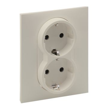 Priza dubla Legrand, configuratie 2P+T, crem, 16 A x 250 V