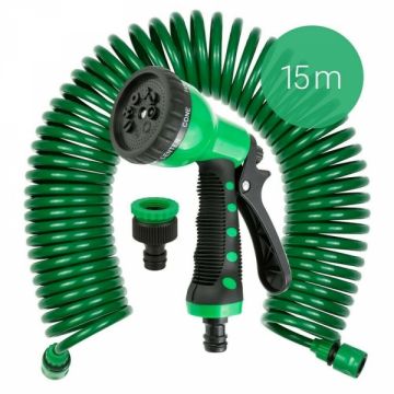 Furtun extensibil de gradina cu pistol pentru pulverizare apa SG10814 Grafner 20633, 15 m