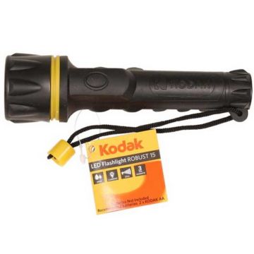 Lanterna LED Kodak Robust 30414617, 15 lm, 25 m, IP64, maner cauciucat, negru/galben