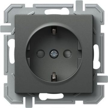 Priza simpla Tem Schuko, interior, PVC, antracit, 16 A, 250 V