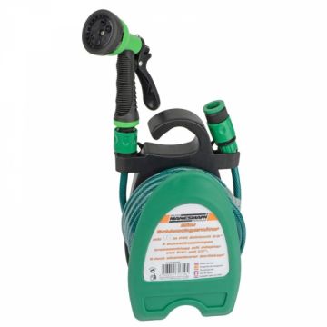 Tambur cu furtun extensibil si pistol pentru gradina Mannesmann 62100, 10 m Tambur cu furtun extensibil si pistol pentru gradina Mannesmann 62100, 10 m