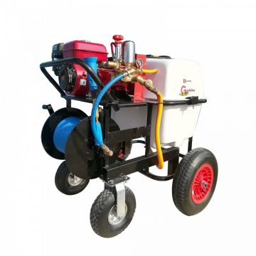 Atomizor profesional pe roti, BSR 100, capacitate 100L, Lance Profesionala, Rola furtun presiune 25M, Bazin 100L, Jet 40 bar