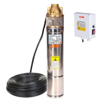 Pompa Submersibila cu Panou Control IBO Polonia 4SKM100, 750 W, 45 l/min, H Refulare 60 m, 15m cablu