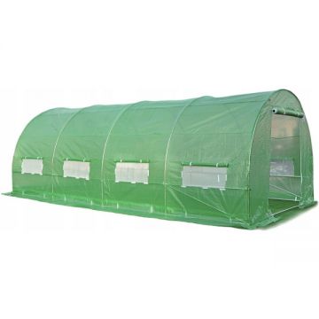 Solar gradina, legume, 6 x 3 x 2m, structura otel galvanizat, suprafata 18 mp, folie verde