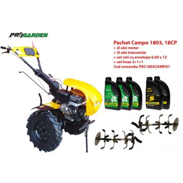 Pachet Campo 1803- motocultor benzina, EURO5, 18CP, 2+1 trepte, ulei motor si transmisie incluse