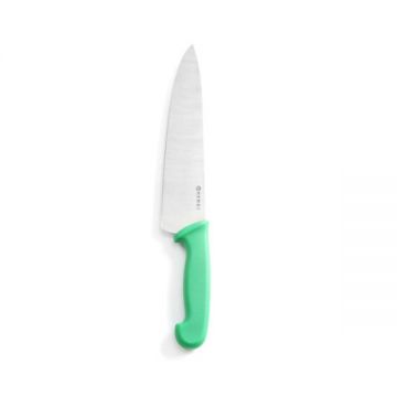 Cutitul bucatarului, certificat igiena HACCP, lama inox 24 cm, lungime totata cutit 38,5 mm, maner verde