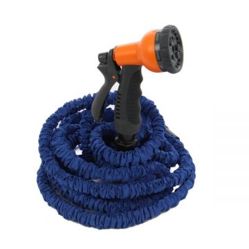 Furtun extensibil pentru curte si gradina cu pistol si accesorii incluse, rola de 15 m, 4 bari