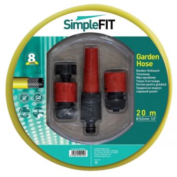 Kit Furtun Gradina, Irigatii, SimpleFit, 12.7 mm, 1/2 Tol, rola 20m - 3 straturi PVC