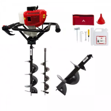 Motoburghiu - Foreza Pamant - BRILLO F4200 - Putere 5.7 CP, 8000 RPM, 52CC + 3 burghie 100, 200 si 300 mm