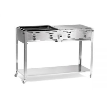 Grill Hendi Master , Model Quattro, 4 Arzatoare, Inox, Alimentare Gaz, Aprindere Electrica, Consum 0,8 mA³/h, 22 kW, Inox