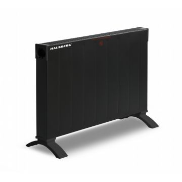 Convector metalic de caldura Hausberg HB-8203, 2000W, 1 treapta putere, Siguranta impotriva rasturnarii, Negru