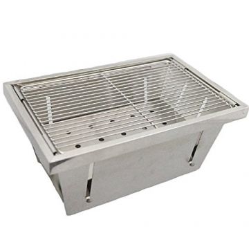 Gratar pliabil si portabil din inox Bohmann BHBBQ, 32x21.5x14.5cm, Argintiu