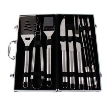 Set ustensile gratar 10 piese Zilan ZLN842, Diplomat aluminiu