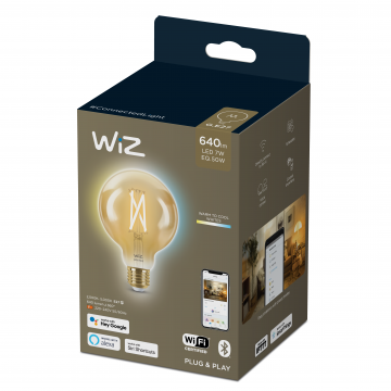 Bec LED cu WIFI Wiz Connected Light, alba calda, E27, 7 W, 640 Im, 2000k-5000k