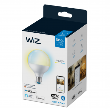 Bec LED cu WIFI Wiz Connected Light, alba calda, E27, 75 W, 1055 Im,  2700k-6500k