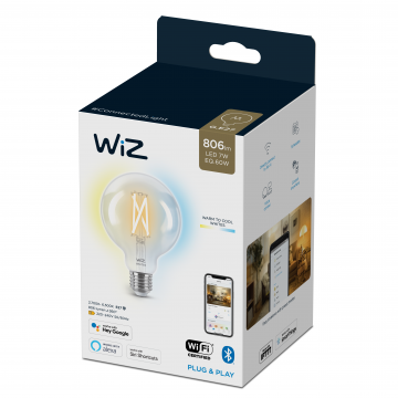 Bec LED, glob, E27, 60 W, 806 Im, 2700k-6500k,   cu WIFI Wiz Connected Light, inaltime 142 mm, diametru glob 95 mm