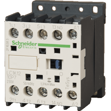 Contactor TeSys K, Schneider LC1K1210P7, 3P 12A, AC-3 440V - aux 1NO - 230V