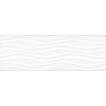 Faianta baie glazurata Carneval ZBK 62005 Waves, alb, lucios, model, 60 x 20 cm
