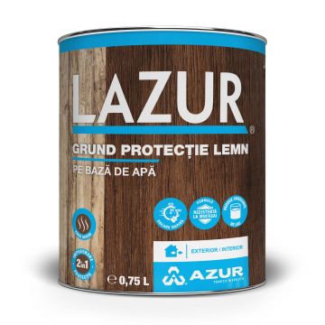 Grund protectie pentru lemn Azur, pe baza de apa, incolor, 0.75 l Grund protectie pentru lemn Azur, pe baza de apa, incolor, 0.75 l