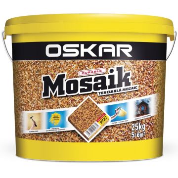 Tencuiala decorativa mozaicata Oskar Mosaik, granulatie 1.2-1.8 mm, interior/exterior, piatra colorata 9722, 25 kg
