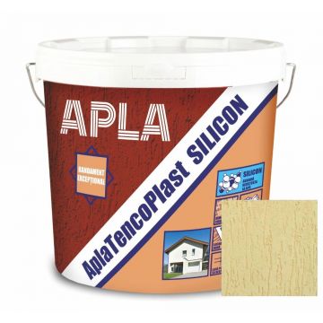 Tencuiala decorativa siliconica Apla TencoPlast, aspect scoarta de copac, granulatie 2 mm, exterior, light gold, 24 kg