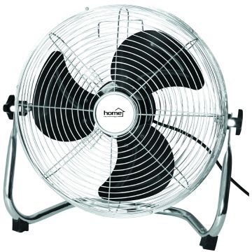 Ventilator de podea Home, 90W, 3 trepte, metal, crom, 53 x 51 x 20 cm