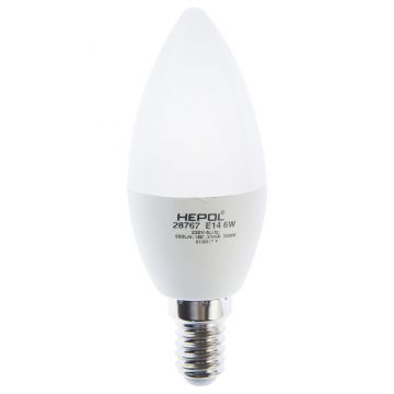 Bec LED dimabil 6W Hepol, E14, lumanare, lumina calda