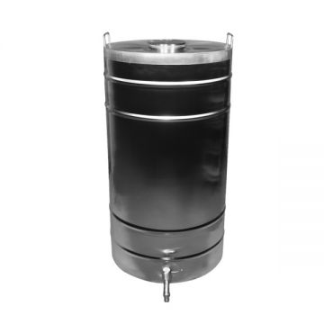 Butoi inox cu capac cu filet, garnitura si robinet din INOX, capacitate 65L