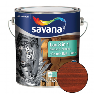 Lac 3 in 1 Savana garduri si cabane, teak, pe baza de apa, interior / exterior, 2,5 l