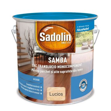 Lac lucios pentru lemn si parchet, Sadolin Samba, incolor, interior, 5 l