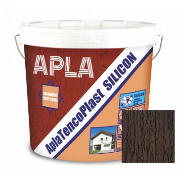 Tencuiala decorativa siliconica Apla TencoPlast, aspect scoarta de copac, granulatie 1.5 mm, exterior, HotChocolate, 24 kg