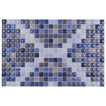 Faianta baie glazurata Keramin Glamour, multicolor, lucios, aspect de piatra, albastru/gri, 40 x 27.5 cm