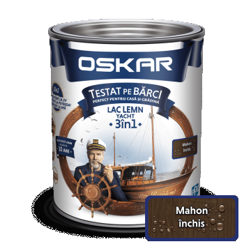 Lac pentru lemn Oskar Yacht, mahon inchis, interior/exterior, 0.75 L