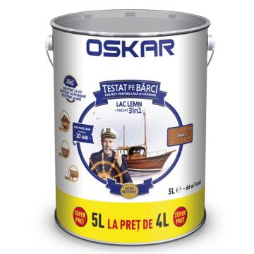 Lac pentru lemn Oskar Yacht 3 in 1, stejar, interior / exterior, 5  l
