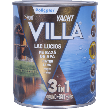 Lac pentru lemn Spor Villa Yacht lucios 3 in 1 mahon 0,75 L