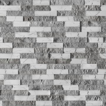 Piatra decorativa, alb + gri, Modulo Nora Marble Mix B&W, interior