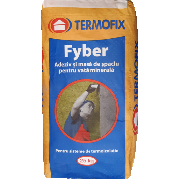 Adeziv si masa spaclu vata minerala Termofix Fyber, interior/exterior, 25 kg