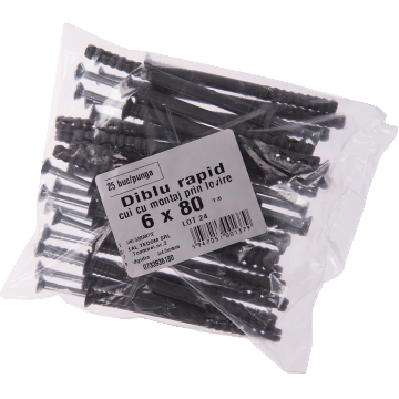 Diblu rapid Y cu surub, 6 x 80 mm, 25 buc/punga