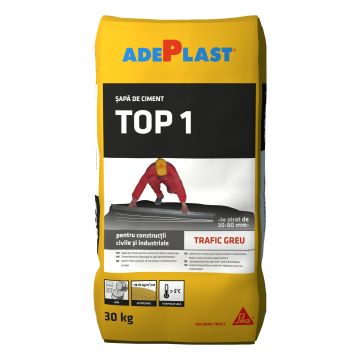 Sapa aditivata de egalizare, Adeplast Top 1, interior/exterior, trafic intens, 30 kg